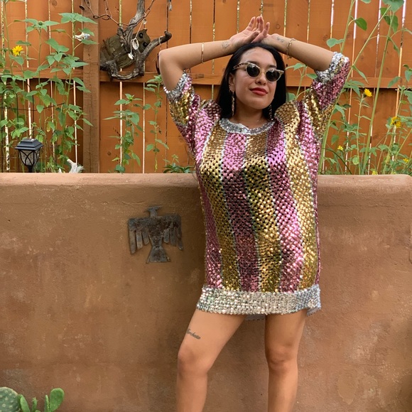 Lilli Diamond of California Vintage 1970s Sequin Disco Mini Dress - Picture 4 of 13